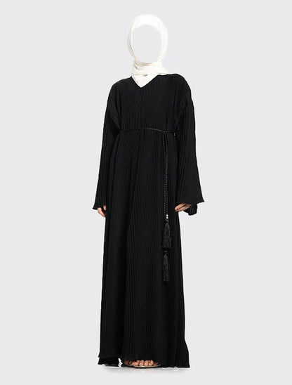 Girls Black Pleated Abaya