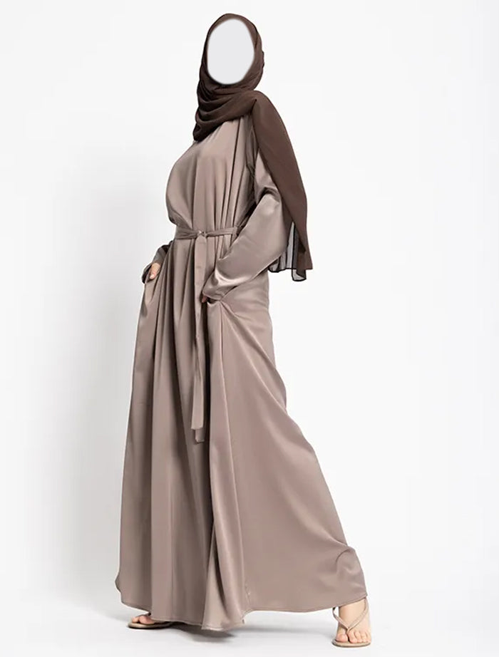 Mocha Basic Satin Abaya