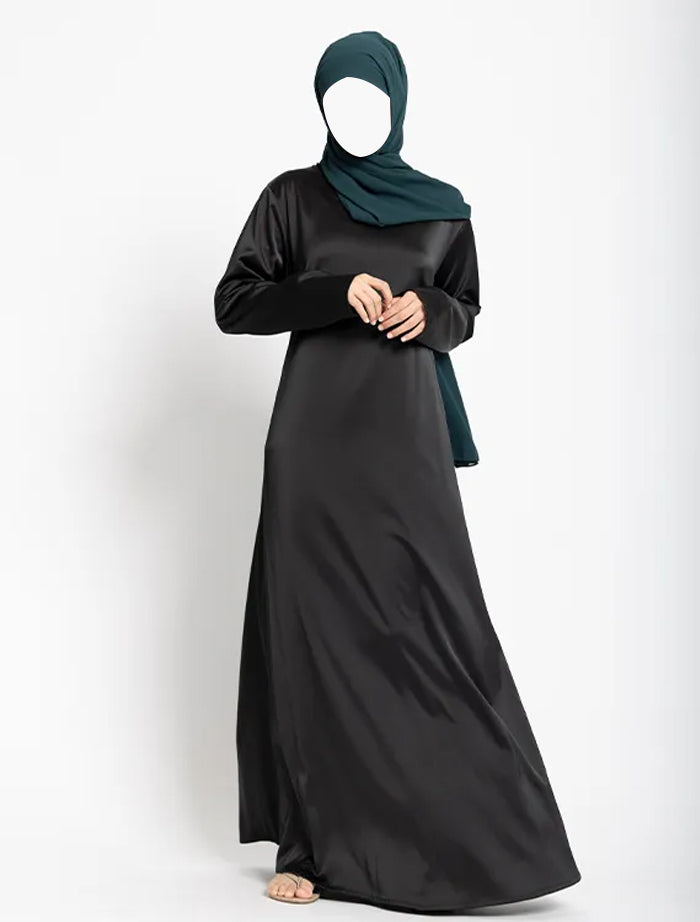 Black Basic Satin Abaya