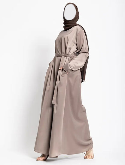 Mocha Basic Satin Abaya