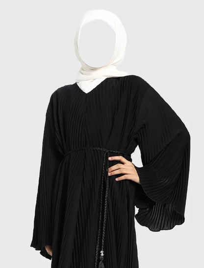 Girls Black Pleated Abaya