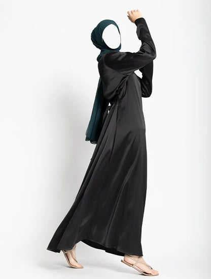 Black Basic Satin Abaya