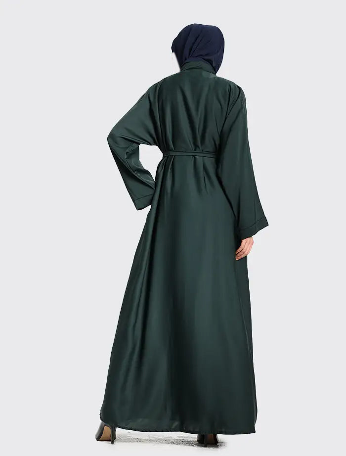 Bottle Green Open Abaya