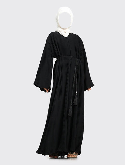 Girls Black Pleated Abaya