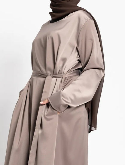 Mocha Basic Satin Abaya