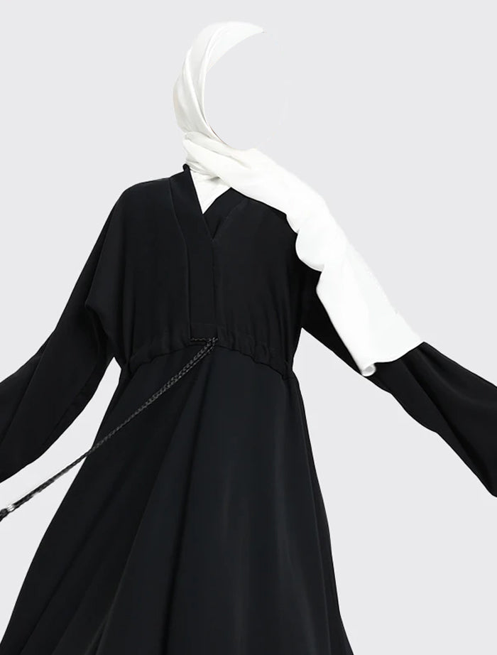 Girls Black Fozia Abaya