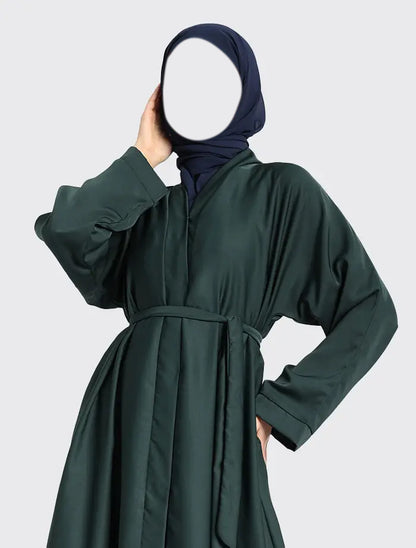 Bottle Green Open Abaya