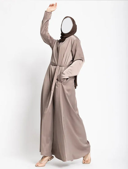 Mocha Basic Satin Abaya