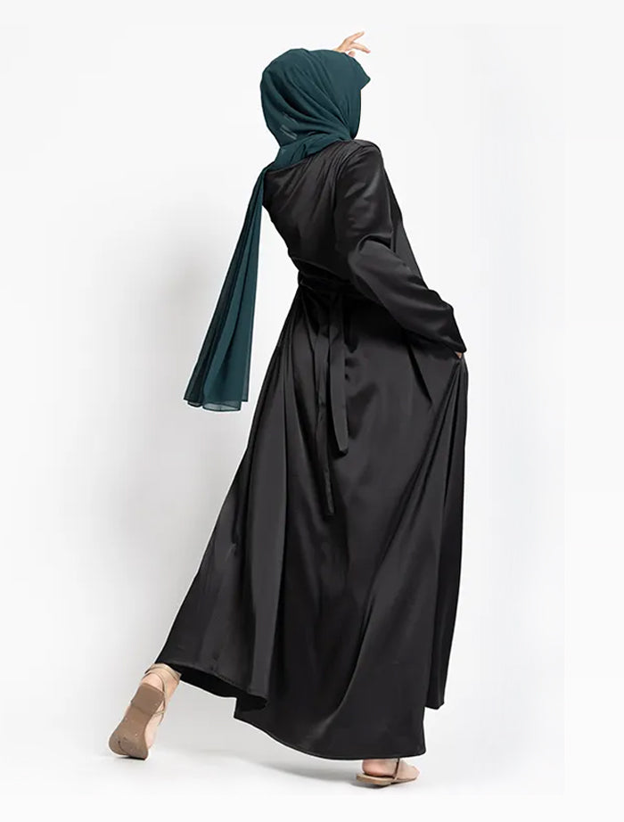 Black Basic Satin Abaya