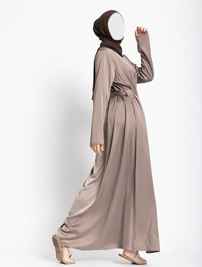 Mocha Basic Satin Abaya