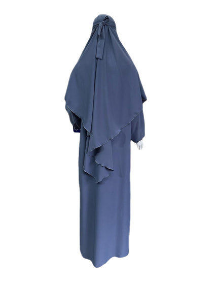 Khimar With Abaya Set 2 Piece Blue grey